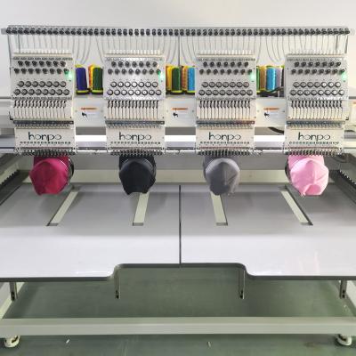 China Cap/shoe/t shirt/flat embroidery  Honpo 4 Head 12 15 Needles Flat Ca p Embroidery Computerized Hat Sewing Machine for T-shirt Textile Shoes for sale