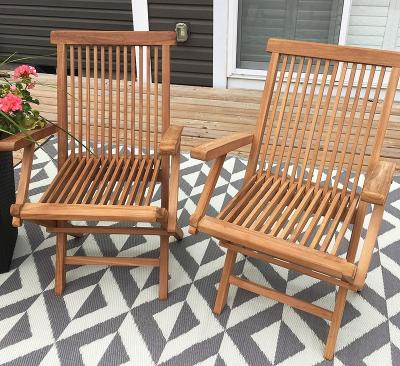 China sustainable & Beautiful Fold Armchair 2 Chair Natural Solid Teak Outdoor Patio Set Fully Assembled Indoor / Outdoor Use for sale