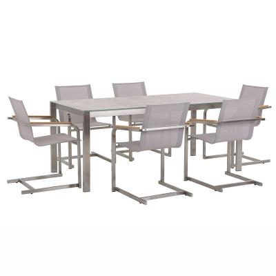 China High Pressure Stainless Steel Laminate (HPL) 6 Seater Garden Dining Set COSOLETO Beige for sale