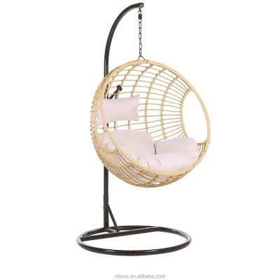 China Contemporary rattan hanging chair with beige backing for sale