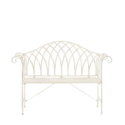 China Traditional white metal garden bench 130 cm for sale