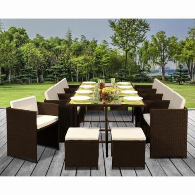 China Amazon best selling patio rattan garden furniture modern dining table garden set 13PCS patio rattan cube set sectional sofa for sale