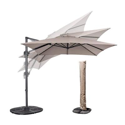 China Interesting Canopy In Thickness Heavy Duty Restaurant Outdoor Patio 8.2ft Square Offset Outdoor Hanging Cantiliver Umbrella for sale