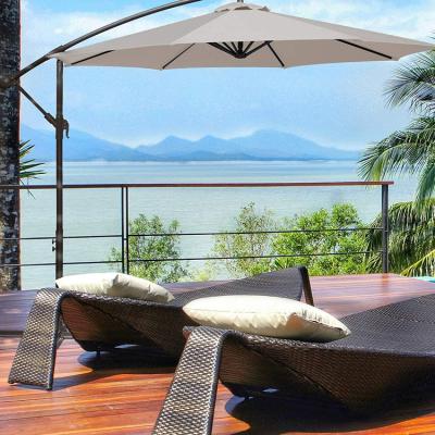 China 11.5ft Modern Cantilever Outdoor Market Umbrella Patio Umbrella With Beige Cross Base for sale