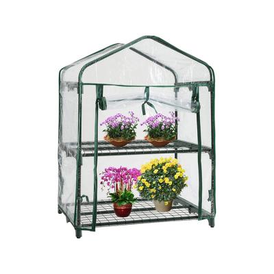 China Easily Assembled Without Iron Frame Mini Garden Greenhouse Cover For 2 Tier Transparent Waterproof Plant Home Greenhouse for sale