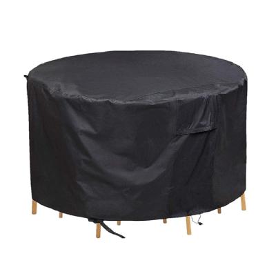 China Polyester Patio Furniture Waterproof Windproof Anti-UV Circular Table Covers Outdoor Round Table Patio Furniture Cover for sale