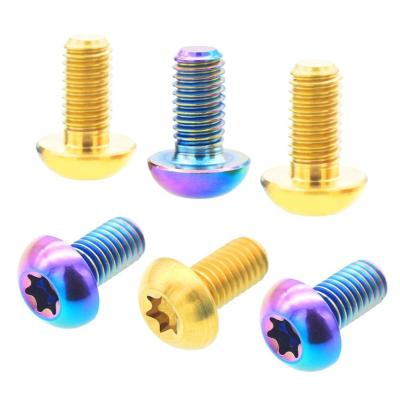 China TC4 Mountain Bikes Mountain Bikes Titanium Alloy T25 Disc Screw M5x10mm Plum Disc Brake Disc Fixed Screw for sale