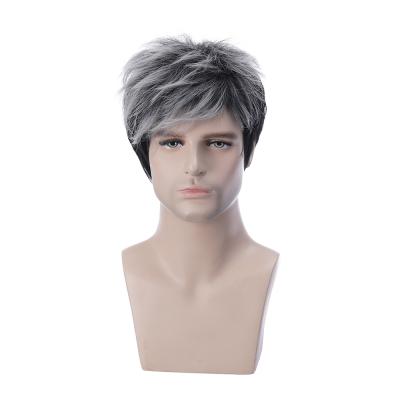 China Wholesale Silver Gray Synthetic Wig Men's Shorts For Man for sale