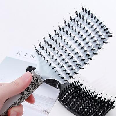 China Professional Salon Hairstyling Boar Stiffened Private Label Wig Brush Private Label Salon Vented Curved Brush for sale