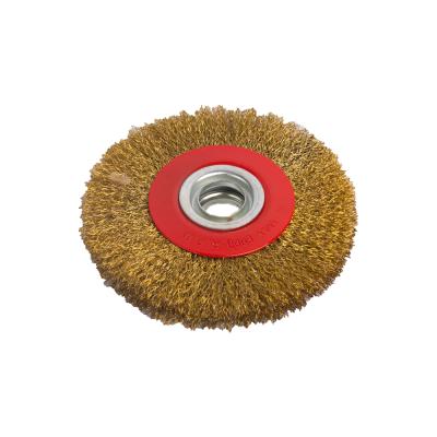 China Rust Paint Removal Circular Copper Steel Wire Wheel Brush For Machine Bench Grinders for sale