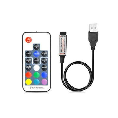 China RGB Led Strip Lighting DC5V USB 17key RF Mini RGB LED Wireless Controller With 1 Meter USB Cable for sale