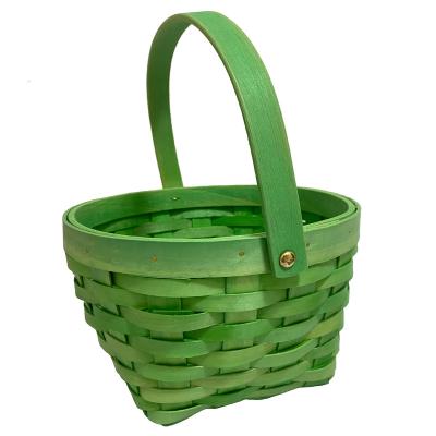 China Sustainable Four-color Portable Woven Wood Chip Basket Mall Shopping Basket for sale