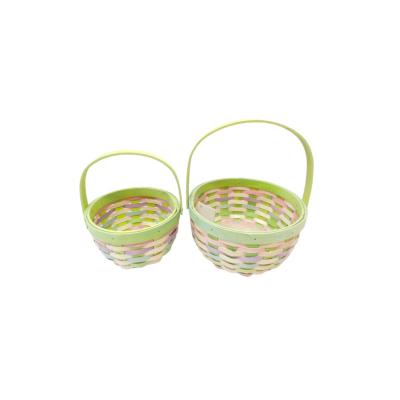 China Sustainable Round Multicolor Handwoven Basket With Live Handle Baskets For Gifts for sale