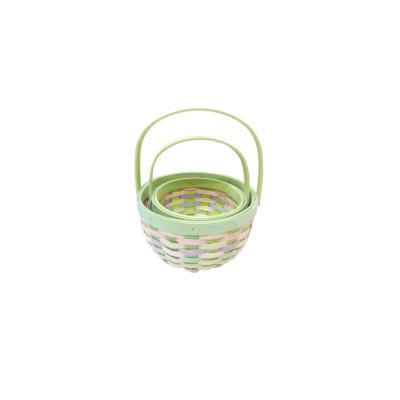 China Sustainable Round Multicolor Handwoven Basket With Living Handle Lux Basket Woman for sale