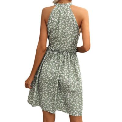 China Anti-Static Summer Sunbathing Dot Printed Skirt Off The Shoulder Anti-Static Bow Bandage Sexy Halter Dress for sale