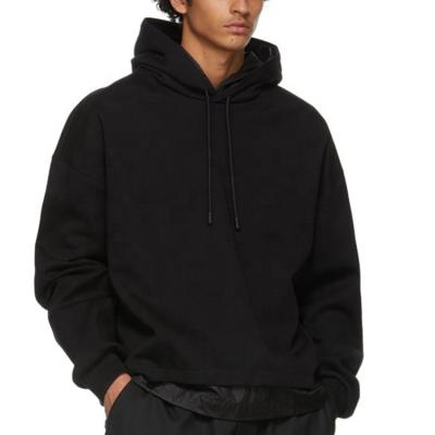 China Custom Anti Wrinkle Long Sleeve Anti Wrinkle French Terry Men Fashion Plain Black Hoodie for sale