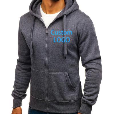 China Wholesale Custom Men's Anti-Wrinkle Embroidery Logo Zipper Jogger Hoodies Men's Plus Size Crewneck Sweatwear for sale