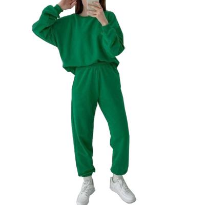 China Long Sleeve Solid Color Sustainable Hoodie Sweatsuit Jogging 2 Piece Women Clothing Set for sale