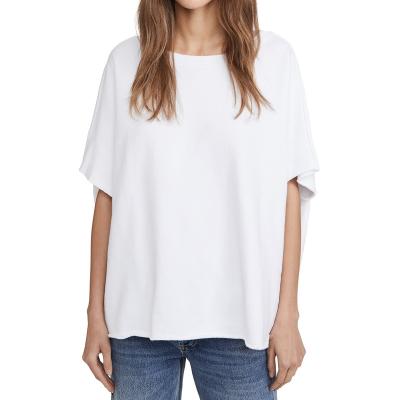 China Anti-pilling fashion white cotton 100% anti-pilling half sleeve around neck oversized T-shirt for women for sale