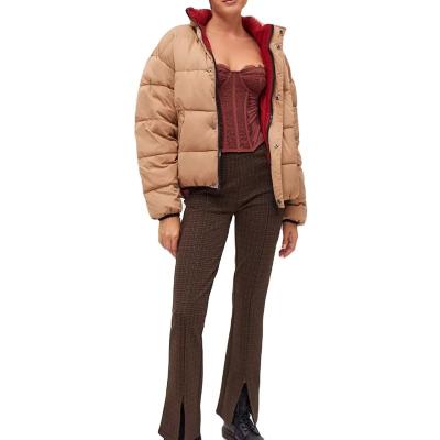 China 2021 Designs Durable OEM Plus Size Oversized Winter Polyester Warm Zipper Cropped Padded Stripper Jacket For Women for sale