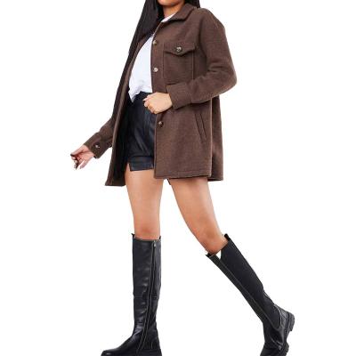 China 2021 Wholesale women's jacket and coat fashion chocolate anti-shrink anti-shrink brushed tortoiseshell button design plus size coats women's coats for sale