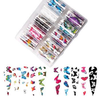 China XKZ29-05 Butterfly Nail Art Designs Colorful Butterfly Pattern Transfer Foil Sticker For Nail Art Decoration for sale