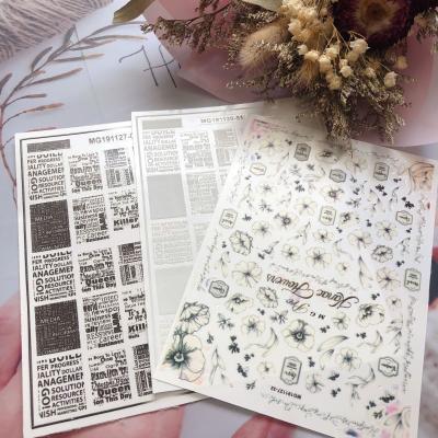 China Different English Newspaper Letters NS747 Nail Art Designs Retro English Newspaper Creativity Letters Sticker Decals for Nail Art Decoration for sale