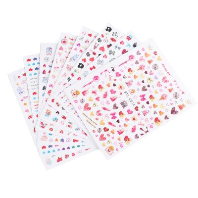 China NS353 Valentine's Day Nail Art Designs Colorful Valentine's Day Romantic Love Heart Bow Sticker Decals For Nail Art Decoration for sale