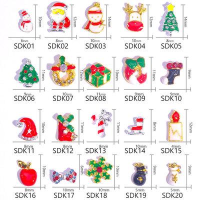 China Christmas ND831 Nail Jewelry Bell Lucky Bag Christmas Tree Elk Gift Art Design Christmas Theme Snowman for Nail Art Decoration for sale