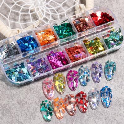 China Heart Glitter NGP90 Nail Art Designs Holographic Horizontal Stripes Heart Glitter for Nail Glitter Decorations for sale