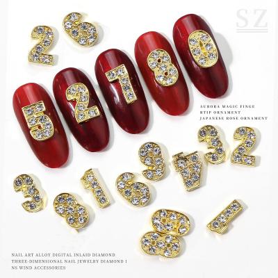 China Nail Art Decoration ND1205 Nail Art Designs Jewelry Metal Alloy Full Diamond Number 0-9 for Nail Art Decoration for sale