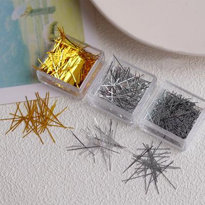 China ND993 Line Boxed Holographic Long Nail Art Designs Gold Silver Line Jewelry For Nail Art Decoration for sale