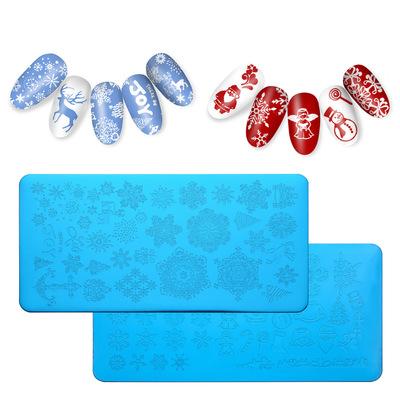 China NSP49 Square Nail Art Square Christmas Series Printing Gauge Stainless Steel Elk Snowflake Printing Plate For Manicure Tool for sale