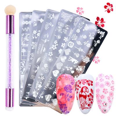 China Vintage Butterfly Petals NSP39 Floral Nail Art Designs Template Sponge Pen Set Vintage Butterfly Floral Petals Printing Template for Nail Art Tool for sale