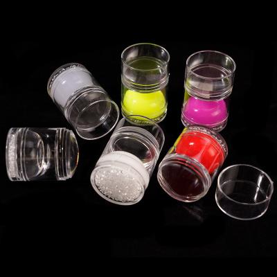 China Candy Color NSP33 Double-ended Clear Rhinestone Silicone Candy Color Nail Jelly Head Nail Art Stamper With Scraper for sale