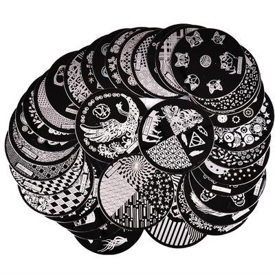 China NSP16 Round Nail Art Stamp Plates Stainless Steel Round Gauge Nail Stamping Plate for sale