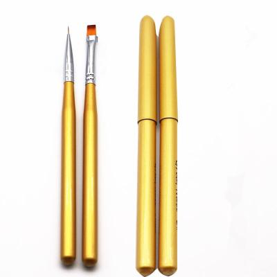 China NP178 Gold Pen Holder Nail Paint Line Brush Pen For Nail Tool Art Brush Suction Golden Metal Handle Light Therapy for sale