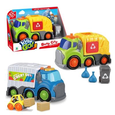 China Colorful Kid Go! Early Educational Vehicle ABS Plastic Durable City Toys Push And Go Cartoon Toy Car Recycling Truck/Truck For Baby for sale