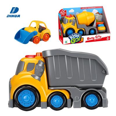 China Colorful Kid Go! Early Learning Baby Push And Go City Vehicle Toy ABS Cartoon Car Cement Mixer / Durable Plastic Tipper For Babies for sale