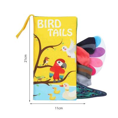 China Soft Early Education Interactive Cloth Animals Tails Baby Cloth Books Activity Fold Baby Books Cloth Book for Kids for sale