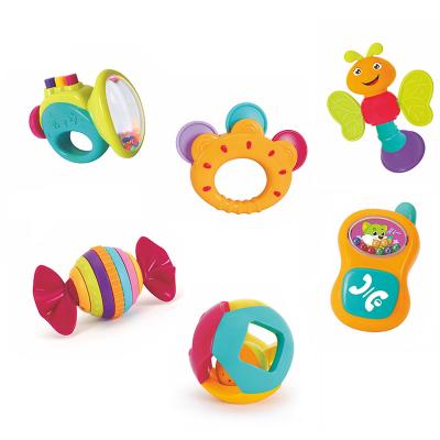 China Soft Educational Musical Grip and Spin Shaker Baby Rattle Toys Hand Set Funny Baby Teether Early Toy Set Teething Sensory Toy for sale