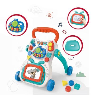 China With Light And Music Maker Multifunctional Learning Musical Toy 4 Wheels Professional Baby Walker With Drawing Pad for sale