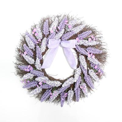 China Naturalistic 22 Inch Purple White Lavender Wreath Decorative Flowers Wreaths and Plants Mothers Day Gifts for sale