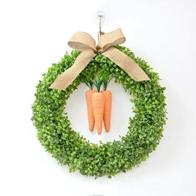 China Plastic Milan Grass Wreath Paper Rope Carrot Burlap Bow Door Wall Hanging Ornaments Greenery Garden Decor for sale