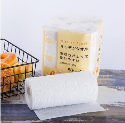 China China Supplier Eco-Friendly Kitchenware Wholesale Free Sample Printed 2Ply 50 Sheets 100% Virgin Eco-Friendly Pulp Kitchen Roll Paper Towel for sale