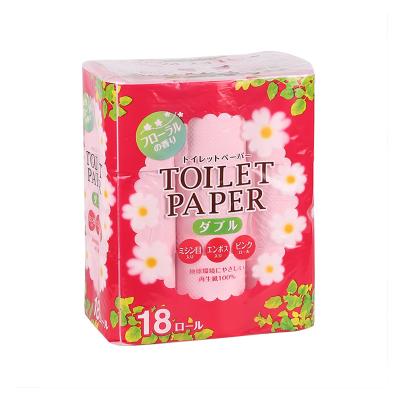 China Free Sample High Quality Eco-friendly Toilet Tissue Paper Pink Recycle Soft Floral Bathroom Tissue 2ply Toilet Paper for sale