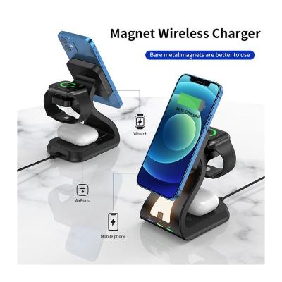 China Smart Watch 15W Phone RGB LED Night Light Desk Lamp 3 in 1 Dock Magnetic Fast Wireless Charger Stand for Apple iPhone 13 iwatch AirPods for sale