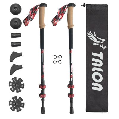 China Wholesale Ultralight Folding Flip Lock Collapsible Adjustable Nordic Metal Folding Trekking Poles Weight Walking Stick Increasing Trekking Poles for sale