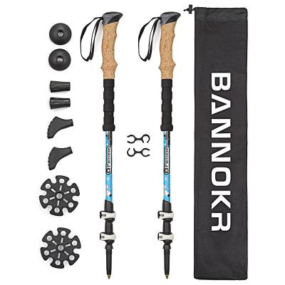 China Hotsale Durable 3 Sections 7075 Aluminum External Lock Stretchable Shock-absorbing Outdoor Trekking Poles for sale