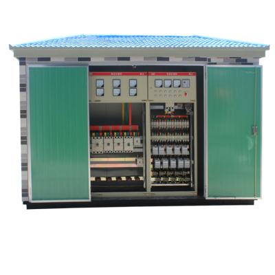 China Corrosion Resistant Plate Metal Cut Out Plate Box Substation , Color Steel Composite Plate Preinstalled Box Transformer for sale